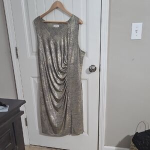 Calvin Klein Metallic Gold Midi Dress